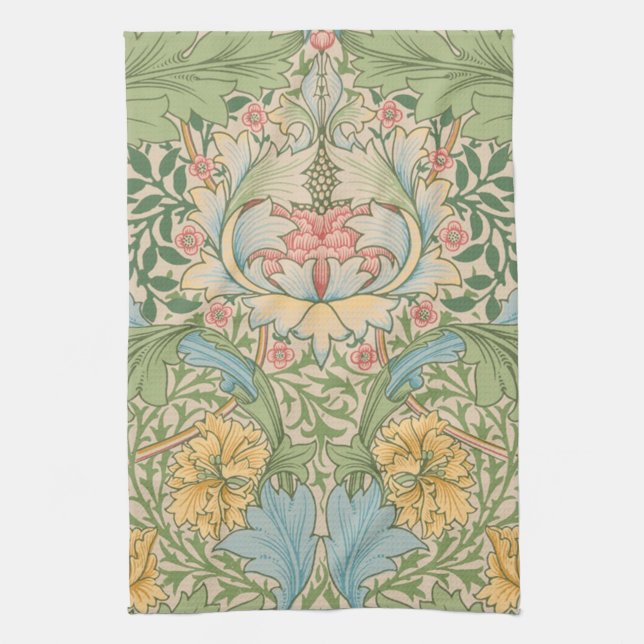 William Morris Myrtle Flower Floral Botanical Kitchen Towel (Vertical)