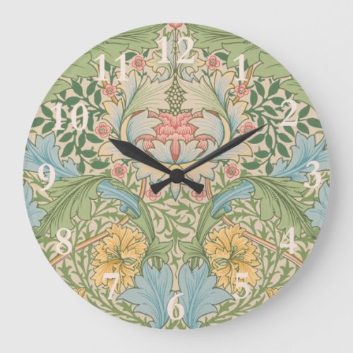 William Morris Myrtle Flower Floral Botanical Large Clock