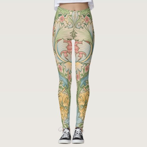 William Morris Myrtle Flower Floral Botanical Leggings