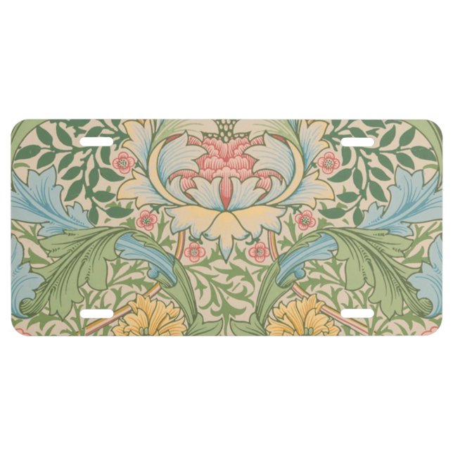 William Morris Myrtle Flower Floral Botanical License Plate (Front)