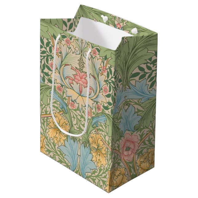 William Morris Myrtle Flower Floral Botanical Medium Gift Bag (Front Angled)