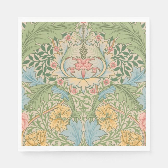 William Morris Myrtle Flower Floral Botanical Napkins (Front)