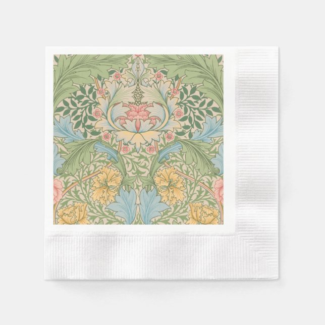 William Morris Myrtle Flower Floral Botanical Napkins (Front)
