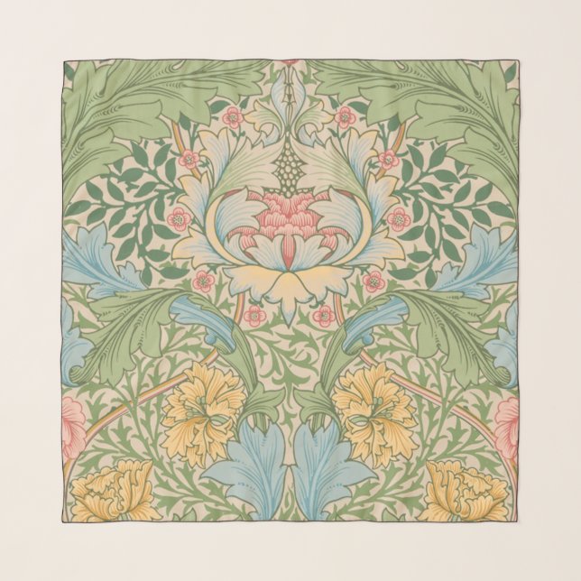 William Morris Myrtle Flower Floral Botanical Scarf (Front)