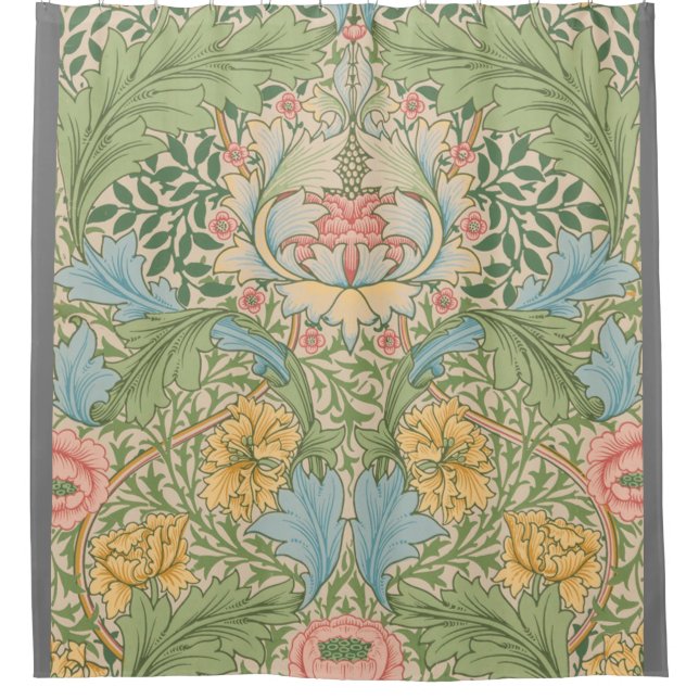 William Morris Myrtle Flower Floral Botanical Shower Curtain (Front)