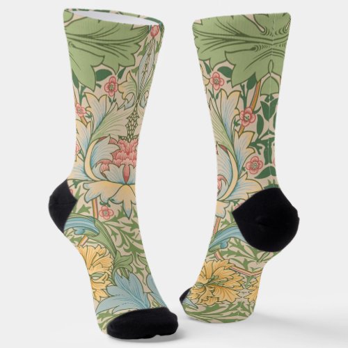 William Morris Myrtle Flower Floral Botanical Socks