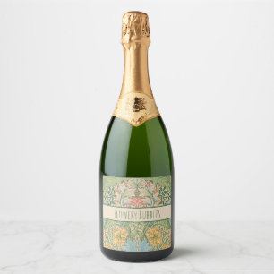 William Morris Myrtle Flower Floral Botanical Sparkling Wine Label