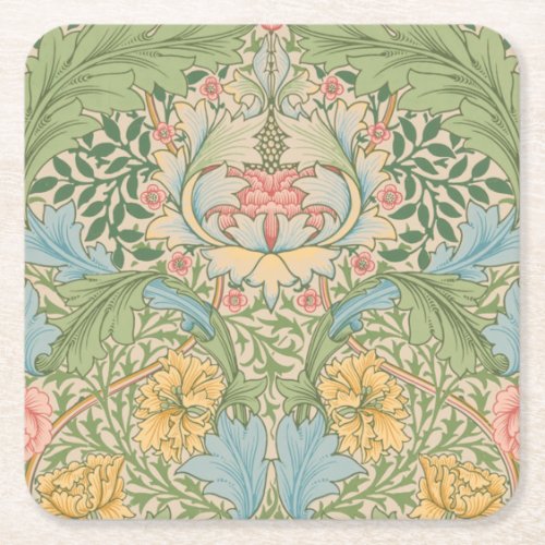 William Morris Myrtle Flower Floral Botanical Square Paper Coaster