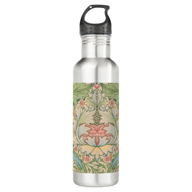 William Morris Myrtle Flower Floral Botanical Stainless Steel Water Bottle (Front)