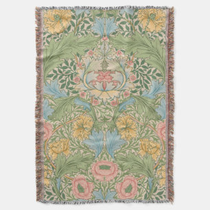 William Morris Myrtle Flower Floral Botanical Throw Blanket