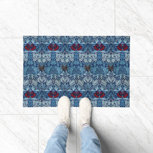 William Morris Navy Blue Tulip Rose Wallpaper Doormat