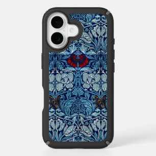 William Morris Navy Blue Tulip Rose Wallpaper iPhone 16 Case