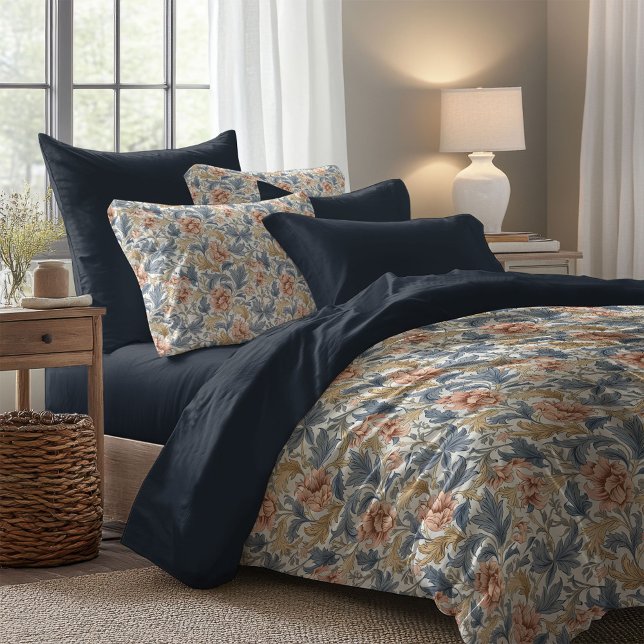 William Morris nouveau dusty blue peach ivory Duvet Cover (William Morris nouveau dusty blue peach ivory Duvet Cover)