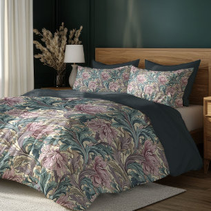 William Morris nouveau dusty pink pastel green Duvet Cover