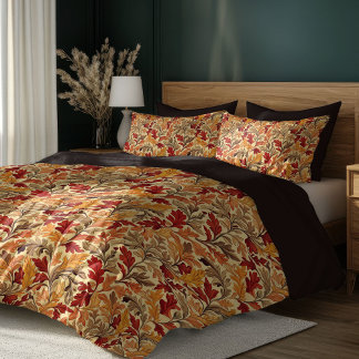 William Morris nouveau fall autumn colorful leaves Duvet Cover