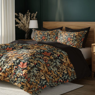 William Morris nouveau fall autumn colorful leaves Duvet Cover