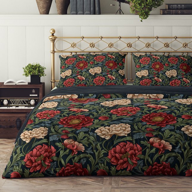 William Morris nouveau hot magenta blue ivory Duvet Cover (William Morris nouveau hot magenta blue ivory Duvet Cover)