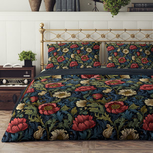 William Morris nouveau hot magenta blue ivory Duvet Cover