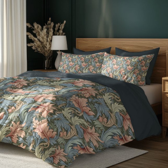 William Morris nouveau pastel green dusty pink Duvet Cover (William Morris nouveau pastel green dusty pink Duvet Cover)