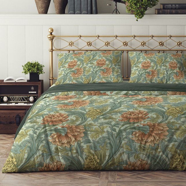 William Morris nouveau pastel green terracotta Duvet Cover (Creator Uploaded)