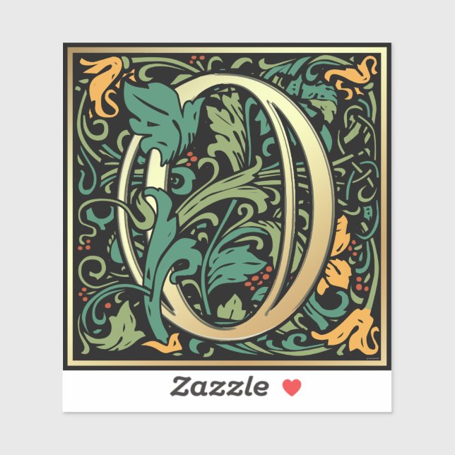 William Morris Numeral Number 0 Zero Woodcut Sticker (Sheet)