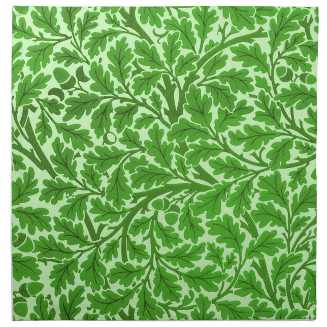 William Morris Oak Leaves, Emerald Green  Cloth Napkin (Front)