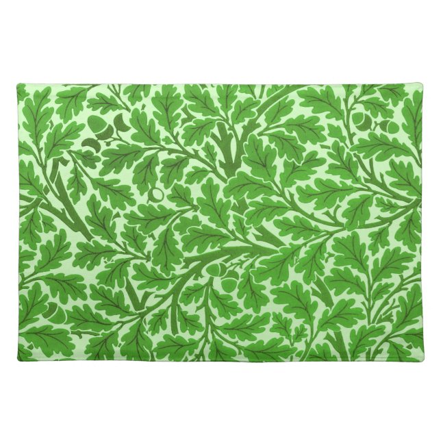 William Morris Oak Leaves, Emerald Green  Cloth Placemat (Front)