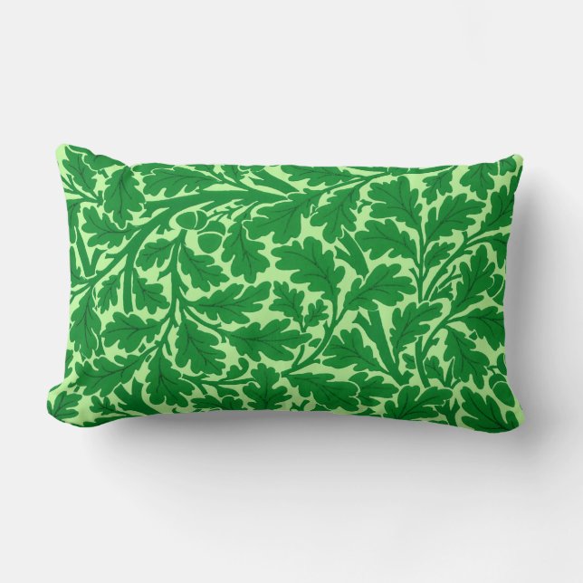 William Morris Oak Leaves, Emerald Green Lumbar Pillow (Front)