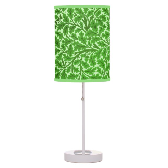 William Morris Oak Leaves, Emerald Green  Table Lamp (Front)