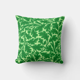 William Morris Oak Leaves, Emerald Green Throw Pillow