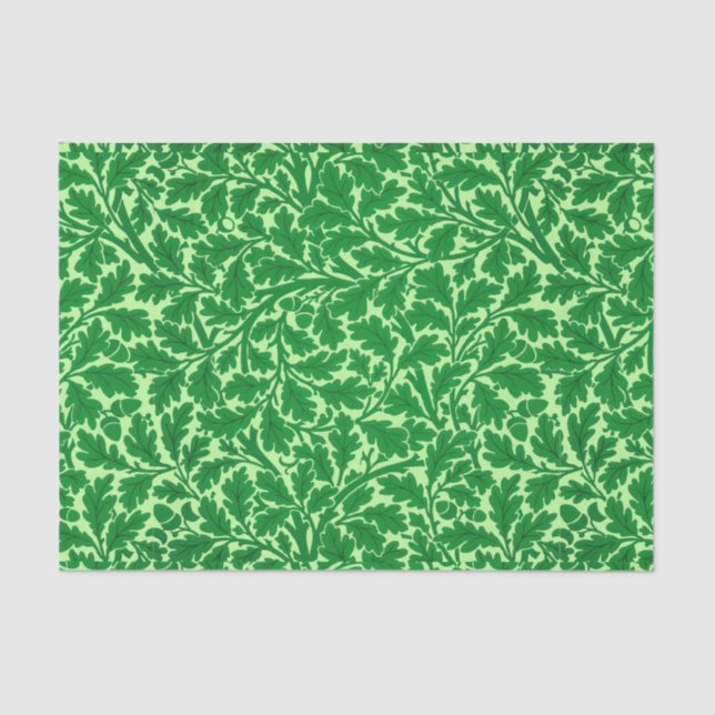 William Morris Oak Leaves, Emerald Green Tissue Paper (Front)