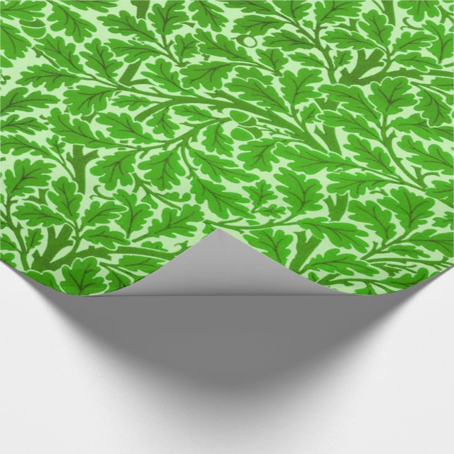 William Morris Oak Leaves, Emerald Green  Wrapping Paper (Corner)