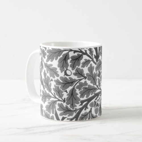 William Morris Oak Leaves Gray  Grey and White  Coffee Mug