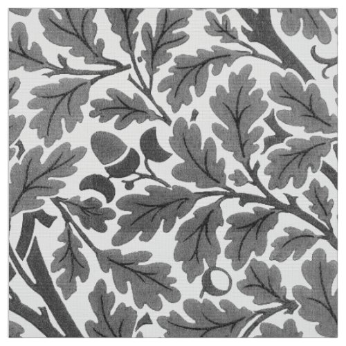 William Morris Oak Leaves Gray  Grey and White Fabric