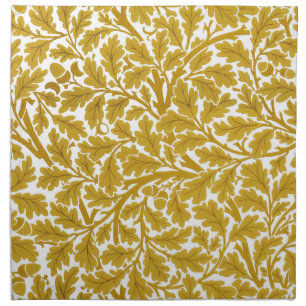William Morris Oak Leaves, Mustard Yellow & White Cloth Napkin