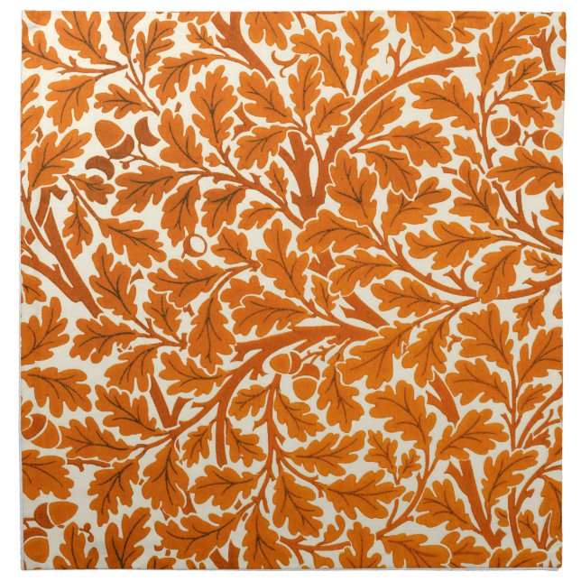 William Morris Oak Leaves, Rust Orange & Cream  Cloth Napkin (Front)