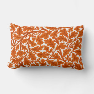 William Morris Oak Leaves, Rust Orange & Cream Lumbar Pillow