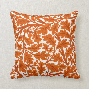 William Morris Oak Leaves, Rust Orange & Cream Throw Pillow