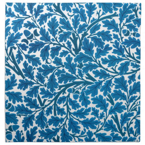 William Morris Oak Leaves Sapphire Blue and White Cloth Napkin