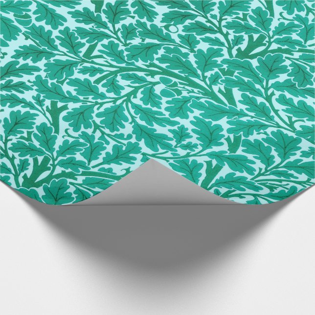 William Morris Oak Leaves, Turquoise & Aqua Wrappi Wrapping Paper (Corner)