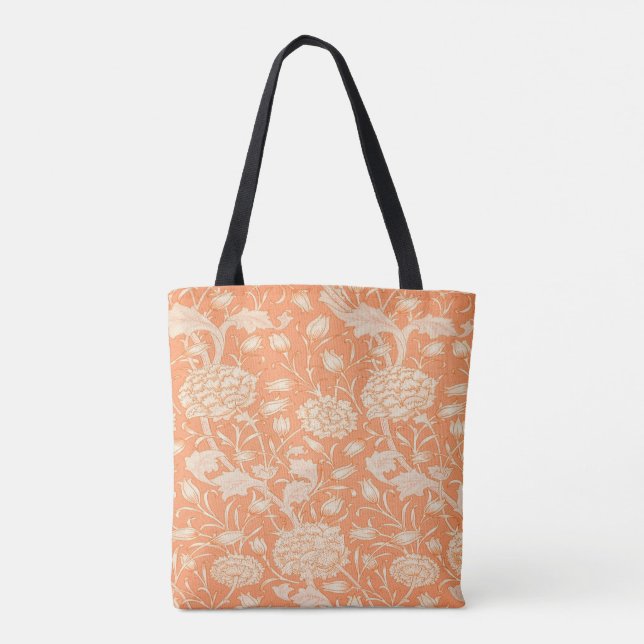 William Morris Orange Floral Tote Bag (Back)