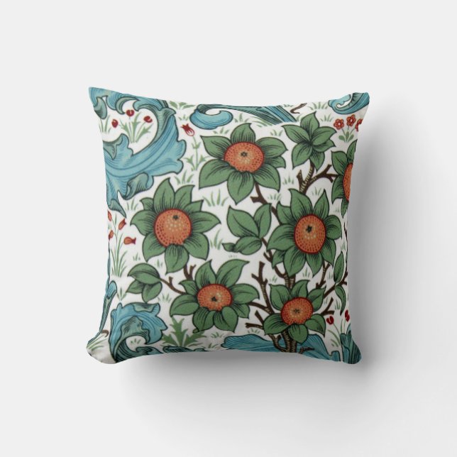William Morris Orange orchard Throw Pillow (Front)