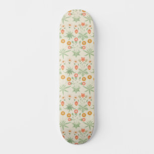 William Morris Orange, Pink & Green Daisy Pattern Skateboard