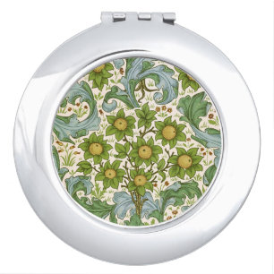 William Morris Orchard Green Floral Art Compact Mirror