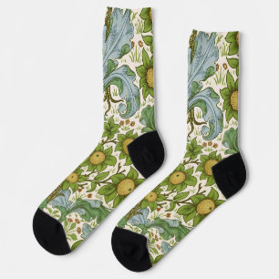 William Morris Orchard Green Floral Art Socks