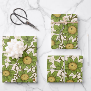 William Morris Orchard Green Floral Art Wrapping Paper Sheets