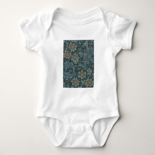 William Morris Orchard Pattern Art Baby Bodysuit (Front)