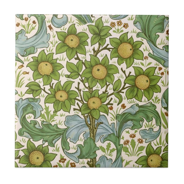 William Morris' Orchard Pattern Art Nouveau Ceramic Tile (Front)