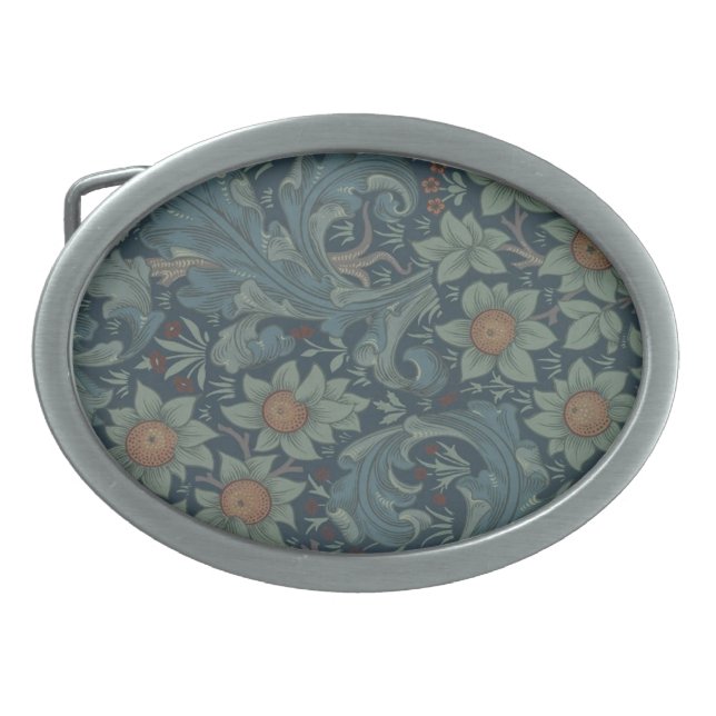 William Morris Orchard Pattern Art Oval Belt Buckle (Front)
