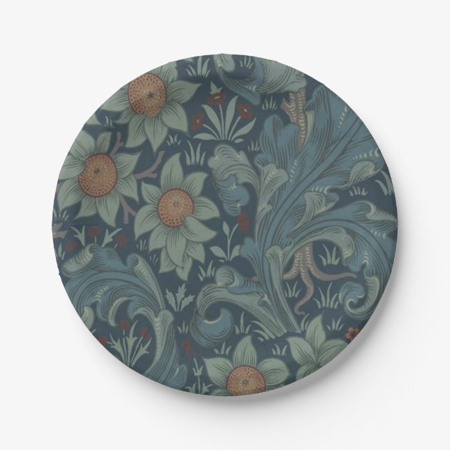 William Morris Orchard Pattern Art Paper Plates (Front)